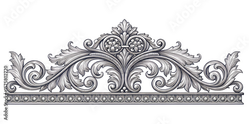Ornamental horizontal line art border with Victorian scrollwork flourishes