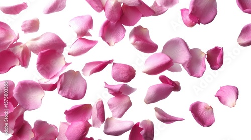 Wallpaper Mural Overhead view of scattered pink petals falling from above, soft focus and natural arrangement, isolated on white, perfect for wedding invitations or skincare campaigns Torontodigital.ca