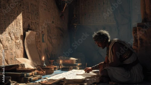 Ancient Egyptian scribes writing hieroglyphs 4K Video