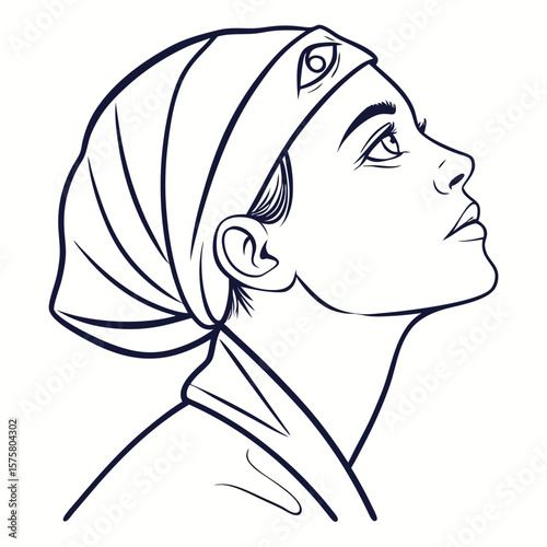 Face with One Eye Open – Symbolic Awareness Line Drawing