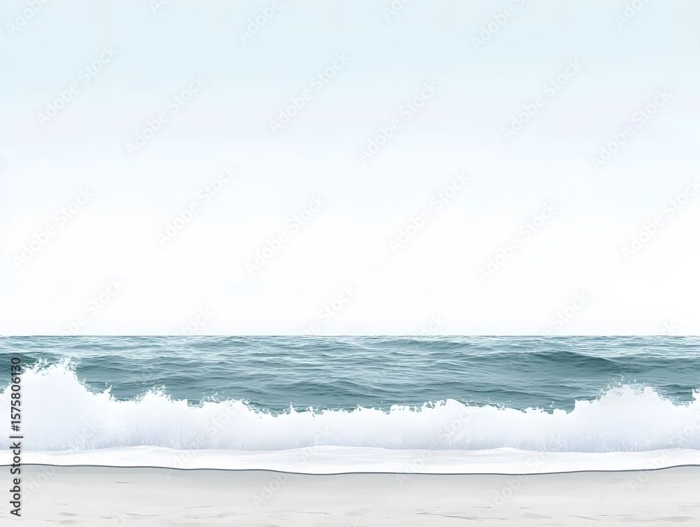 Serene Ocean Waves Crashing on Sandy Beach Minimalist Seascape Serene Ocean Waves Crashing on Sandy Beach Minimalist Seascape