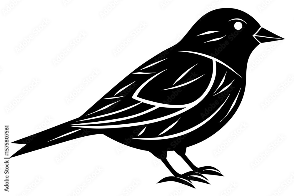 Fototapeta premium Vector art of silhouette of a bird on a branch