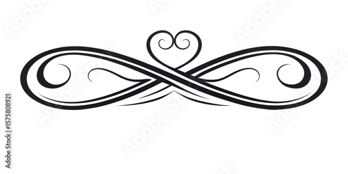 Mirrored S-Flourish Calligraphic Divider in Black