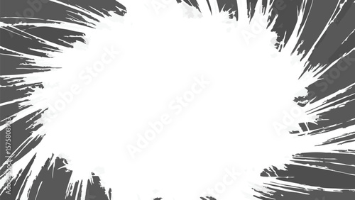 Abstract burst effect with radial lines emanating from a central white area in gray tones