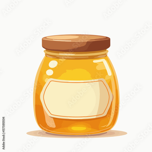 Honey jar with custom label for Rosh Hashanah, featuring clear jar, round challah bread, and apples. Rosh Hashanah family celebration with holiday meal: apples, honey, pomegranate, and shofar blowing,