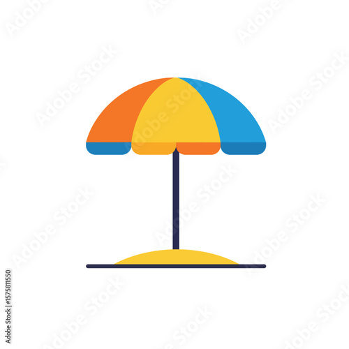 Bright Colorful Beach Umbrella Vector Illustration