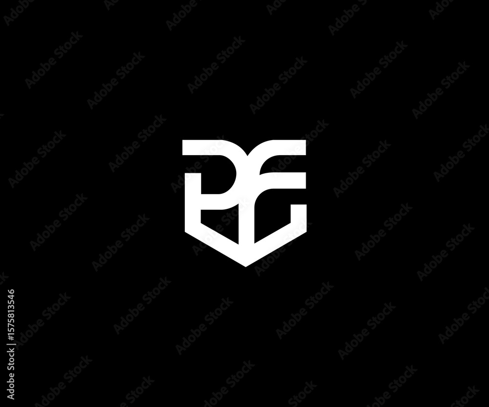 Fototapeta premium letter PF with shield logo