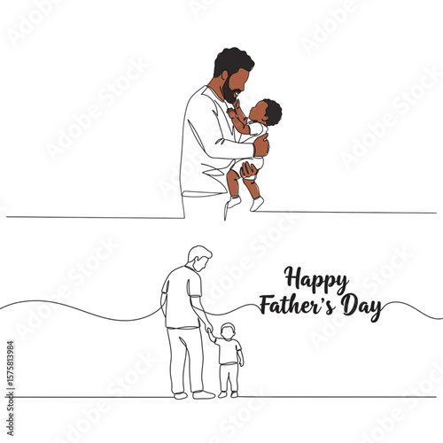 Celebrate Father's Day with a heartwarming design showing the bond between father and child, perfect for greeting cards, posters, and heartfelt gifts.