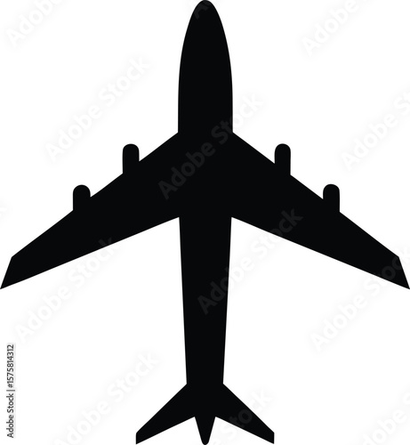 airplane icon black silhouette vector illustration on transparent background