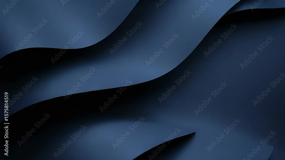 Abstract dark blue wavy shapes creating a three dimensional illusion