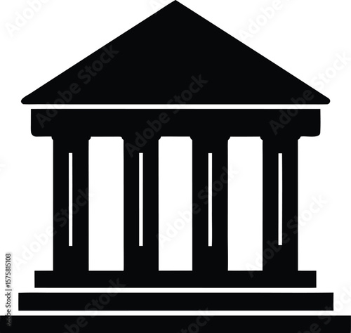 bank building icon black silhouette vector illustration on transparent background