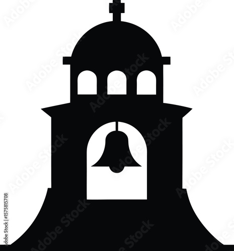 bell tower icon black silhouette vector illustration on transparent background