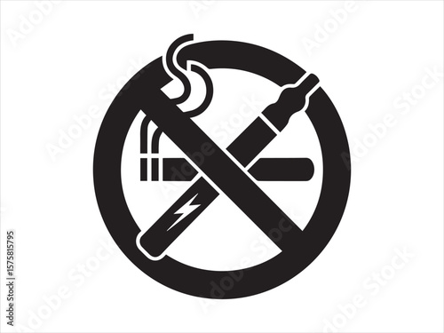 No smoking and no vaping symbol combining cigarette and electronic cigarette icons