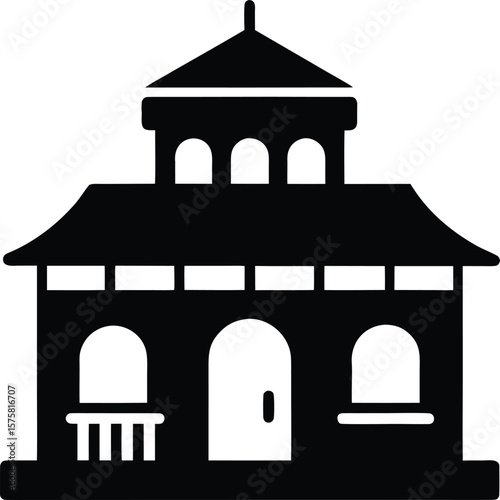 caf building icon black silhouette vector illustration on transparent background