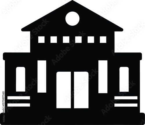 cinema building icon black silhouette vector illustration on transparent background