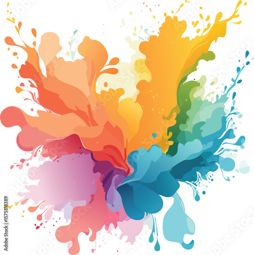 simulation of watercolor splashes and flowing pigment, soft artistic feel