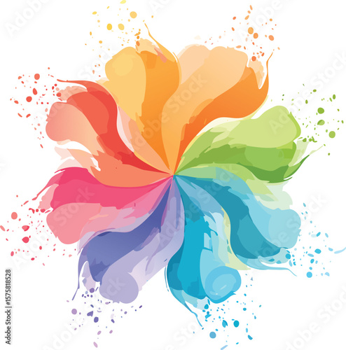 simulation of watercolor splashes and flowing pigment, soft artistic feel