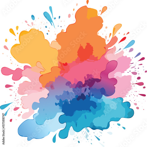simulation of watercolor splashes and flowing pigment, soft artistic feel