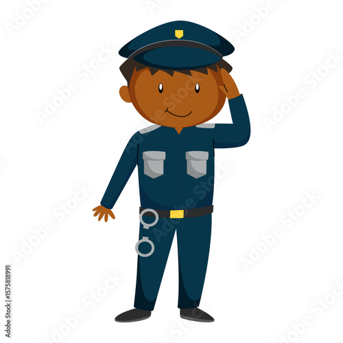Saluting Officer Illustrated Police Vector Artwork Design