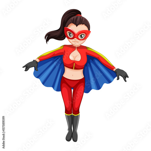 Superhero Girl Vector Illustration Powerful Female Character Design