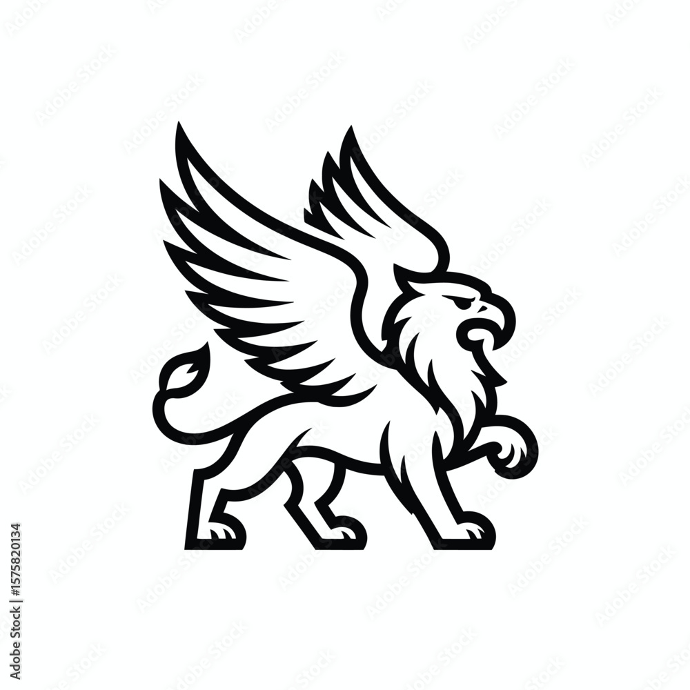 Fototapeta premium Majestic winged lion creature with powerful stance griffin mythical creature