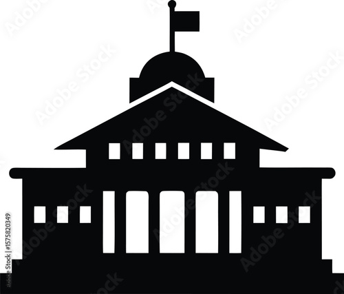 embassy building icon black silhouette vector illustration on transparent background
