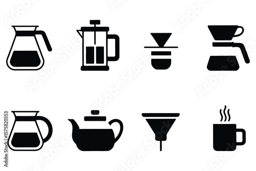 Coffee brewing and serving vessels french press pour over