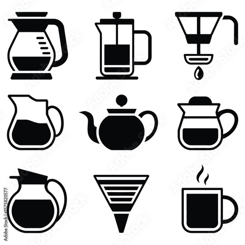 Coffee brewing and serving vessels pots