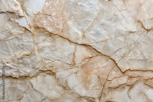 Beige and White Marble Texture with Golden Veins, Natural Stone Background