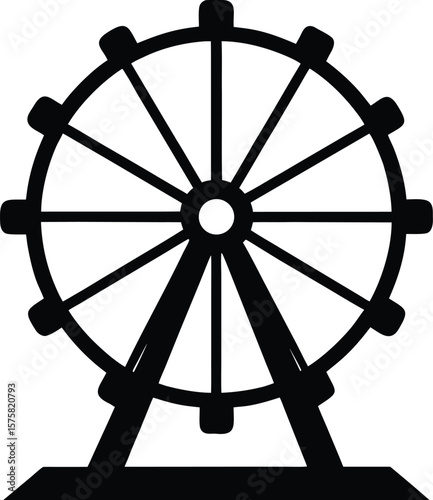 ferris wheel base icon black silhouette vector illustration on transparent background