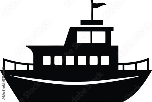 ferry boat icon black silhouette vector illustration on transparent background
