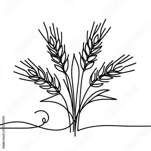 Minimalist wheat stalks design, perfect for agriculture, baking, or food-related themes with a clean and modern aesthetic on a white background.