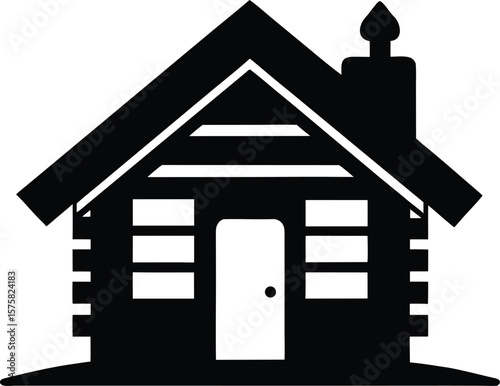log house icon black silhouette vector illustration on transparent background