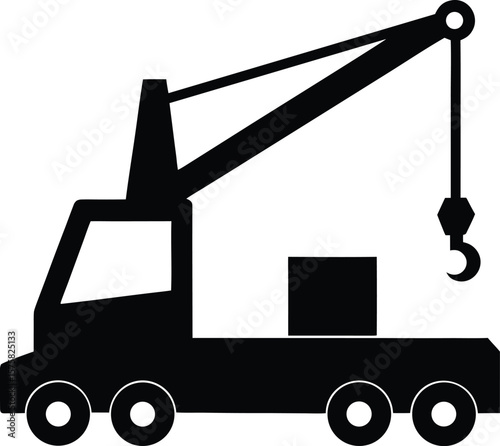 mobile crane icon black silhouette vector illustration on transparent background