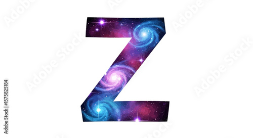 Vector letter z galaxy space cosmic alphabet astronomy stars universe nebula constellation design illustration art