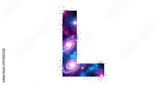 Vector letter l galaxy space cosmic nebula stars universe astronomy astrology science artistic design illustration