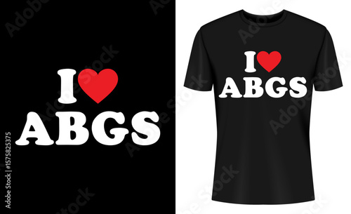 I Love BGS T Shirt Design with Red Heart and White Letters
