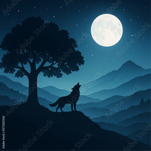 wolf howling at night