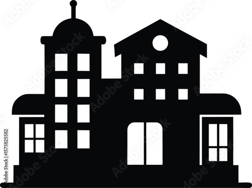 motel icon black silhouette vector illustration on transparent background