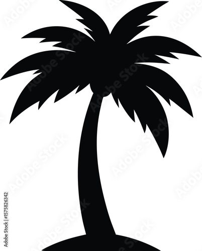 palm tree icon black silhouette vector illustration on transparent background