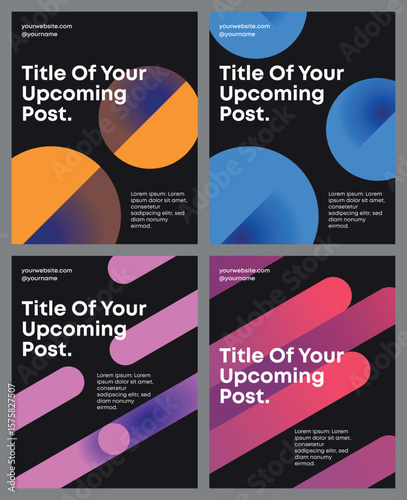 Social Media Post Template – Modern Minimalist Layout for Education, Business & IT with Turquoise, Yellow, Orange & Purple Colors

