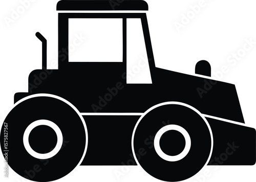 road roller icon black silhouette vector illustration on transparent background
