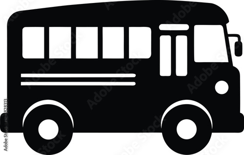 school bus icon black silhouette vector illustration on transparent background