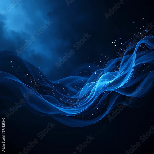 Dark Abstract Flow Background – Deep Blue, Indigo, and Violet Gradient with Gentle Glow