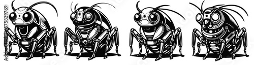 Four robotic cockroaches, vector set
