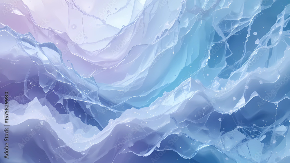 Obraz premium Icy Abstract Background – Light Cyan, Ice Blue, and Pale Lavender Crystal Texture