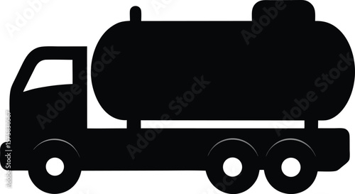 tanker truck icon black silhouette vector illustration on transparent background