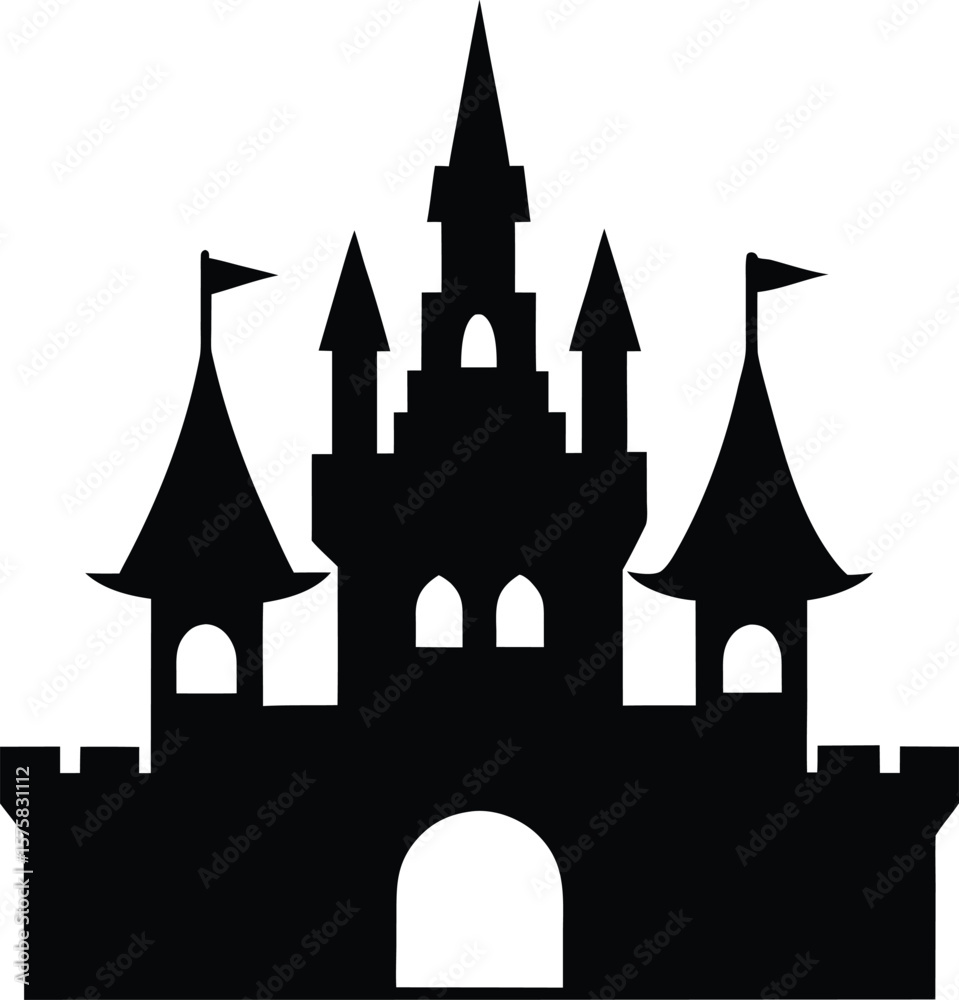 custom made wallpaper toronto digitaltheme park castle icon black silhouette vector illustration on transparent background