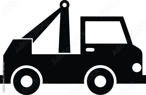tow truck icon black silhouette vector illustration on transparent background