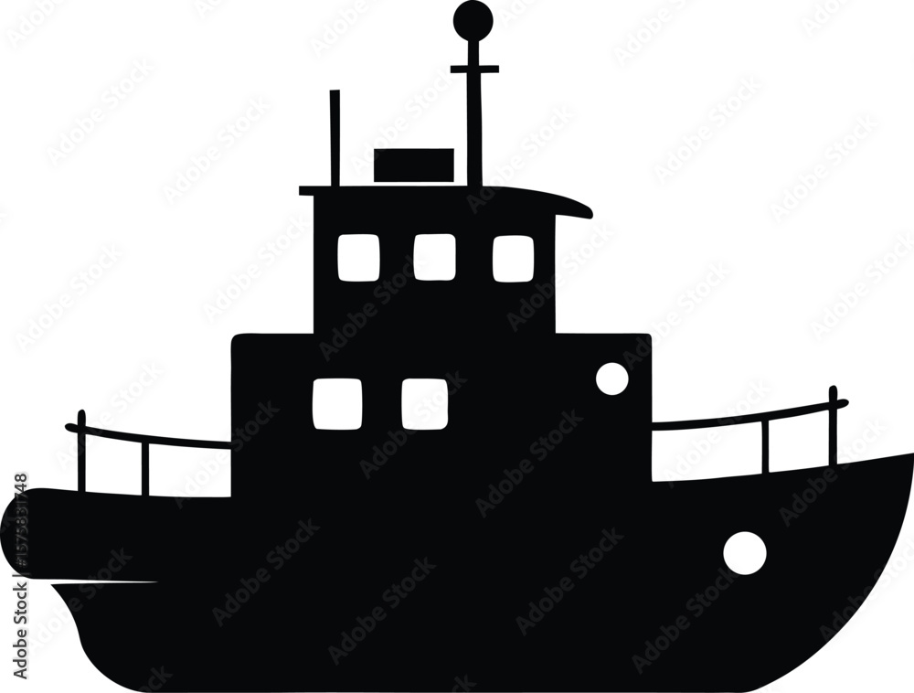 Fototapeta premium tugboat icon black silhouette vector illustration on transparent background